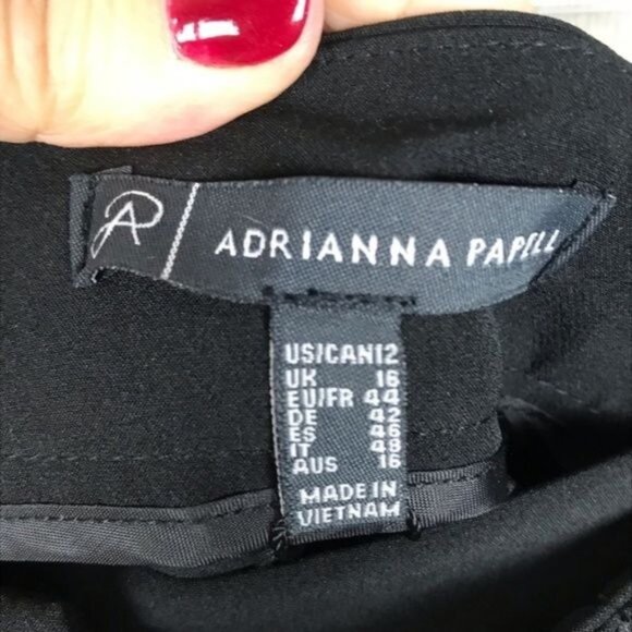 Adrianna Papell Black Cropped Flare Dress Pants With Belt Size 12 Polyester Blen - Picture 6 of 8